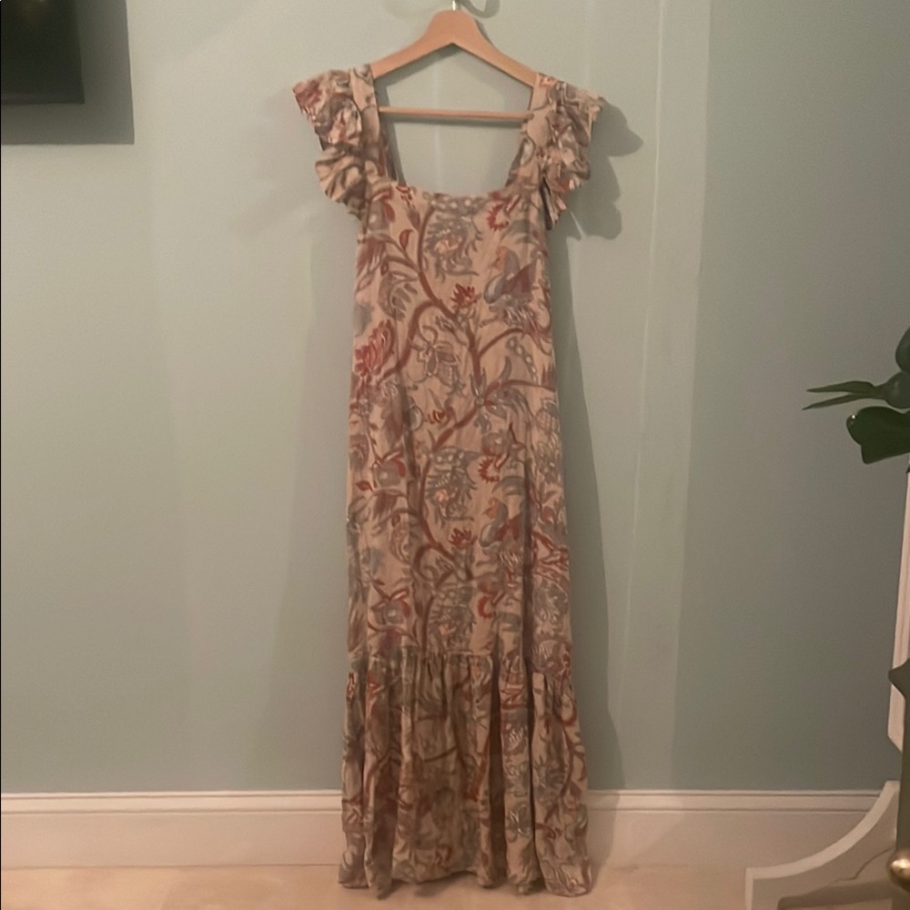 Floral Ruffle Sleeve Maxi Dress - Multicolor